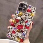 For iPhone 14 Pro Handmade Bling Rhinestone Gemstone Fox PC Phone Case(Red) - 1