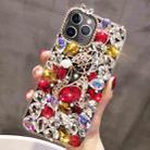 For iPhone 11 Pro Max Handmade Bling Rhinestone Gemstone Fox PC Phone Case(Red) - 1