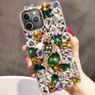 For iPhone 11 Pro Handmade Bling Rhinestone Gemstone Fox PC Phone Case(Green) - 1