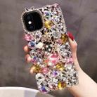 For iPhone X / XS Handmade Bling Rhinestone Gemstone Fox PC Phone Case(Pink) - 1