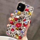 For iPhone X / XS Handmade Bling Rhinestone Gemstone Fox PC Phone Case(Red) - 1