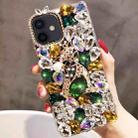 For iPhone 16 Handmade Bling Rhinestone Gemstone Fox PC Phone Case(Green) - 1