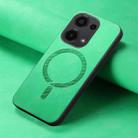 For Xiaomi Redmi Turbo 3 5G Solid Color Retro Magsafe PU Back Cover Phone Case(Green) - 2