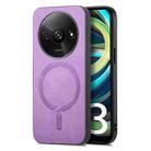 For Xiaomi Redmi A3 Solid Color Retro Magsafe PU Back Cover Phone Case(Purple) - 1