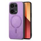 For Xiaomi Redmi Note 13 Pro 4G Solid Color Retro Magsafe PU Back Cover Phone Case(Purple) - 1