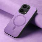 For Xiaomi Redmi Note 13 Pro 4G Solid Color Retro Magsafe PU Back Cover Phone Case(Purple) - 2