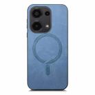 For Xiaomi Redmi Note 13 4G Solid Color Retro Magsafe PU Back Cover Phone Case(Blue) - 3