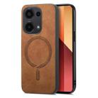 For Xiaomi Redmi Note 13 4G Solid Color Retro Magsafe PU Back Cover Phone Case(Brown) - 1