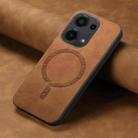 For Xiaomi Redmi Note 13 4G Solid Color Retro Magsafe PU Back Cover Phone Case(Brown) - 2