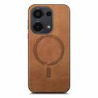 For Xiaomi Redmi Note 13 4G Solid Color Retro Magsafe PU Back Cover Phone Case(Brown) - 3