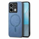 For Xiaomi Redmi Note 13R Pro Solid Color Retro Magsafe PU Back Cover Phone Case(Blue) - 1