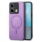 For Xiaomi Redmi Note 13R Pro Solid Color Retro Magsafe PU Back Cover Phone Case(Purple) - 1