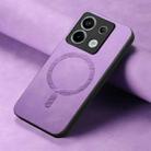 For Xiaomi Redmi Note 13R Pro Solid Color Retro Magsafe PU Back Cover Phone Case(Purple) - 2