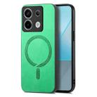 For Xiaomi Redmi Note 13R Pro Solid Color Retro Magsafe PU Back Cover Phone Case(Green) - 1