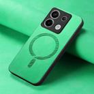 For Xiaomi Redmi Note 13R Pro Solid Color Retro Magsafe PU Back Cover Phone Case(Green) - 2