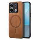 For Xiaomi Redmi Note 13R Pro Solid Color Retro Magsafe PU Back Cover Phone Case(Brown) - 1