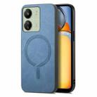 For Xiaomi Redmi 13C Solid Color Retro Magsafe PU Back Cover Phone Case(Blue) - 1