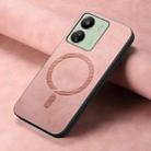 For Xiaomi Redmi 13C Solid Color Retro Magsafe PU Back Cover Phone Case(Pink) - 2