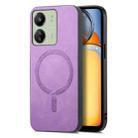 For Xiaomi Redmi 13C Solid Color Retro Magsafe PU Back Cover Phone Case(Purple) - 1