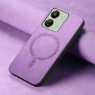 For Xiaomi Redmi 13C Solid Color Retro Magsafe PU Back Cover Phone Case(Purple) - 2