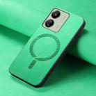 For Xiaomi Redmi 13C Solid Color Retro Magsafe PU Back Cover Phone Case(Green) - 2