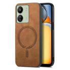 For Xiaomi Redmi 13C Solid Color Retro Magsafe PU Back Cover Phone Case(Brown) - 1