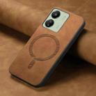 For Xiaomi Redmi 13C Solid Color Retro Magsafe PU Back Cover Phone Case(Brown) - 2