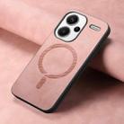 For Xiaomi Redmi Note 13 Pro+ Solid Color Retro Magsafe PU Back Cover Phone Case(Pink) - 2