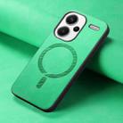 For Xiaomi Redmi Note 13 Pro+ Solid Color Retro Magsafe PU Back Cover Phone Case(Green) - 2