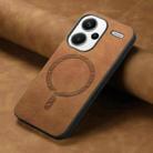 For Xiaomi Redmi Note 13 Pro+ Solid Color Retro Magsafe PU Back Cover Phone Case(Brown) - 2