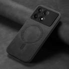 For Xiaomi Redmi K70E /Poco X6 Pro 5G Solid Color Retro Magsafe PU Back Cover Phone Case(Black) - 2