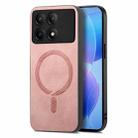 For Xiaomi Redmi K70 / K70 Pro 5G Solid Color Retro Magsafe PU Back Cover Phone Case(Pink) - 1