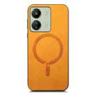 For Xiaomi Redmi 12 Solid Color Retro Magsafe PU Back Cover Phone Case(Yellow) - 3