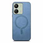 For Xiaomi Redmi 12 Solid Color Retro Magsafe PU Back Cover Phone Case(Blue) - 3