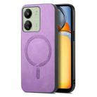 For Xiaomi Redmi 12 Solid Color Retro Magsafe PU Back Cover Phone Case(Purple) - 1