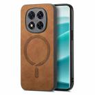 For Xiaomi Redmi Note 14 Pro 5G Solid Color Retro Magsafe PU Back Cover Phone Case(Brown) - 1