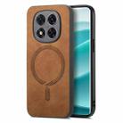 For Xiaomi Redmi Note 14 Pro+ 5G Solid Color Retro Magsafe PU Back Cover Phone Case(Brown) - 1