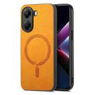 For Xiaomi Poco X7 Pro Solid Color Retro Magsafe PU Back Cover Phone Case(Yellow) - 1