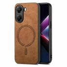 For Xiaomi Poco X7 Pro Solid Color Retro Magsafe PU Back Cover Phone Case(Brown) - 1