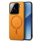For Xiaomi 15 Solid Color Retro Magsafe PU Back Cover Phone Case(Yellow) - 1