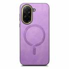 For Redmi A5 4G 171.7mm / Poco C71 Solid Color Retro Magsafe PU Back Cover Phone Case(Purple) - 2
