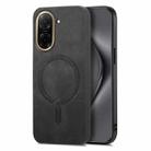 For Redmi A5 4G 171.7mm / Poco C71 Solid Color Retro Magsafe PU Back Cover Phone Case(Black) - 1