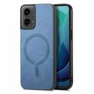 For Motorola Moto G 5G 2024 Retro Magsafe Magnetic PU Back Cover Phone Case(Blue) - 1