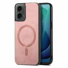 For Motorola Moto G 5G 2024 Retro Magsafe Magnetic PU Back Cover Phone Case(Pink) - 1