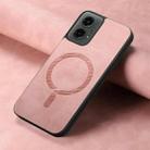 For Motorola Moto G 5G 2024 Retro Magsafe Magnetic PU Back Cover Phone Case(Pink) - 2