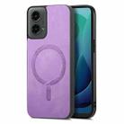 For Motorola Moto G 5G 2024 Retro Magsafe Magnetic PU Back Cover Phone Case(Purple) - 1