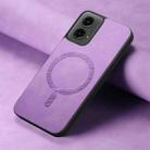 For Motorola Moto G 5G 2024 Retro Magsafe Magnetic PU Back Cover Phone Case(Purple) - 2