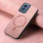 For Motorola Moto G Play 2024 4G Retro Magsafe Magnetic PU Back Cover Phone Case(Pink) - 2