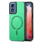 For Motorola Moto G Play 2024 4G Retro Magsafe Magnetic PU Back Cover Phone Case(Green) - 1