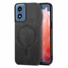 For Motorola Moto G Play 2024 4G Retro Magsafe Magnetic PU Back Cover Phone Case(Black) - 1
